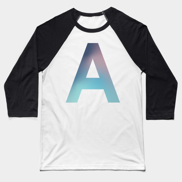 Gradient Letter A Initial Alphabet Baseball T-Shirt by murialbezanson